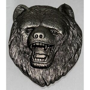 Belt Buckle Solid Brass Bear Head USA 483 Dewey Miller Artist 1980